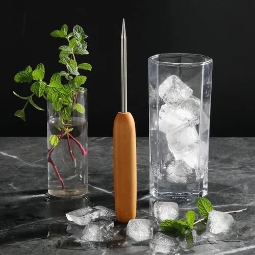 Miniatura 6 de New Star Foodservice Picador de hielo de acero al carbono con mango de madera dura, trituradora de hielo de 7.5 pulgadas, herramienta de bar