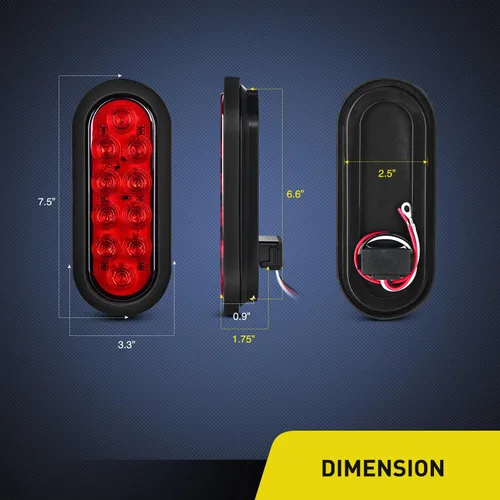 Miniatura 2 de Nilight Juego de luces traseras ovaladas de 6 pulgadas para remolque, 6 piezas, color rojo, ámbar y blanco, 10 luces LED con ojales de montaje