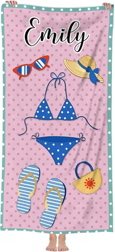 Miniatura 20 de NIBESSER Toallas de playa personalizadas con nombres para niños y adultos de microfibra, de secado rápido, personalizadas, para viajes, de playa