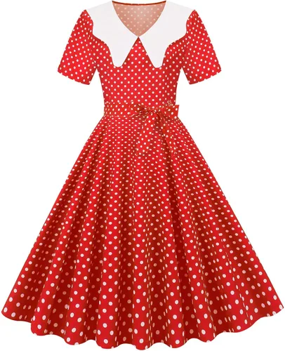 Miniatura 2 de Vestido largo de verano de manga corta para mujer, vestidos de cóctel de lunares, vestidos de verano para invitados de boda para mujer, vestido