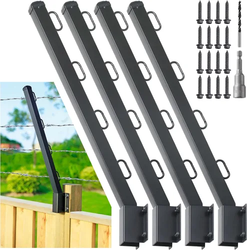 Miniatura 8 de Extensor de poste de valla, alambre de púas de 23.5 pulgadas, brazo extendido, para cercas exteriores para aumentar la altura, proteger