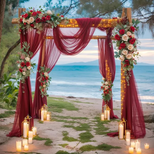 Miniatura 28 de gogoparti Tela drapeada para arco de boda, cortinas de arco burdeos, cortina de telón de fondo transparente para ceremonias, fiestas, cabinas