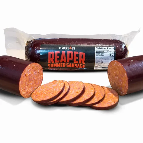 Pepper Joe’s Salchichón Carolina Reaper de verano – Salchichón ahumado lentamente y picante de verano con el pimiento más picante del mundo y carne