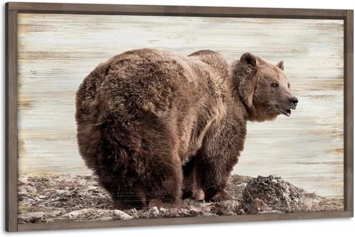 Miniatura 17 de Arte de pared enmarcado de bisonte americano, imagen rústica de vida silvestre, animales pintados, impresiones de búfalo, ilustraciones de madera