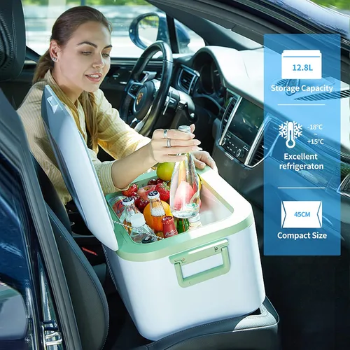 Miniatura 2 de Megiu Refrigerador portátil de 12 voltios para auto, congelador de 13.5 cuartos (12.8 litros), enfriador con compresor 12V/24V CC 110～240 voltios CA