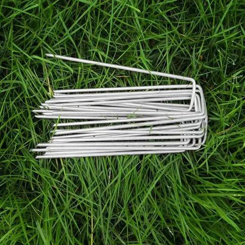 Miniatura 4 de Estacas de jardín, 100 grapas galvanizadas de 6 pulgadas, estacas de jardín, grapas de jardín en forma de U para anclar vallas, tela y césped