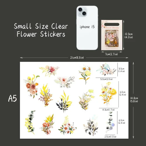 Miniatura 8 de Dizdkizd Juego de calcomanías holográficas de flores y hojas, 240 calcomanías doradas para álbumes de recortes, pequeñas calcomanías florales