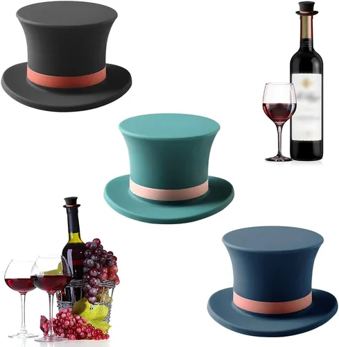 Tapones de vino, divertidos y reutilizables de silicona para botellas, juego de accesorios decorativos para sellador de vino para Navidad, paquete