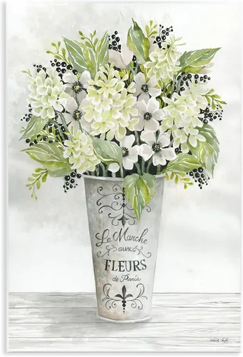 Stupell Industries Ramo de vegetación floral francesa, arte de placa de pared, 10 x 15 pulgadas, fácil de colgar y resistente, fabricado en Estados