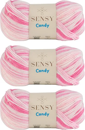 Miniatura 16 de Sensy Candy Yarn - Hilo de 5 madejas, 3.5 onzas, 251 yardas, multicolor para ganchillo y tejido, calibre ligero 3