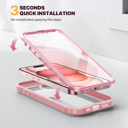 Miniatura 483 de Diaclara Funda diseñada para iPhone 16, mejorada [protección completa de la cámara], carcasa resistente de cuerpo completo con protector de pantalla