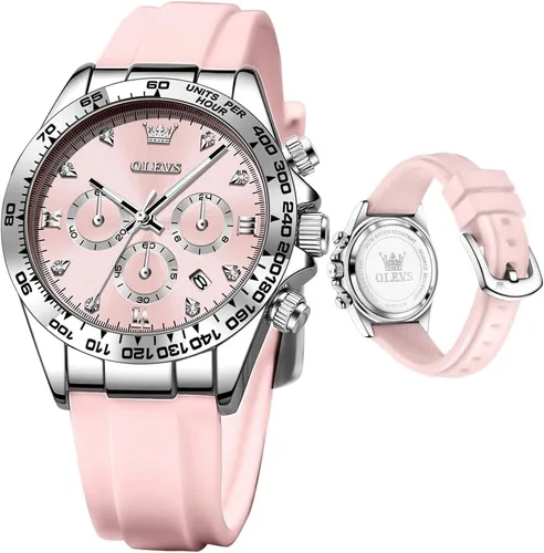 Miniatura 16 de OLEVS Relojes de diamante de lujo pequeños para mujer - Pulsera de acero inoxidable, impermeables, analógicos, luminosos, con fecha, relojes