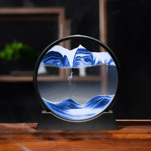 Miniatura 2 de PTGMH Arte de arena movediza pintura redonda de vidrio para mesa de arena y agua, decoración para el hogar y la oficina, arena mágica 3D, regalos