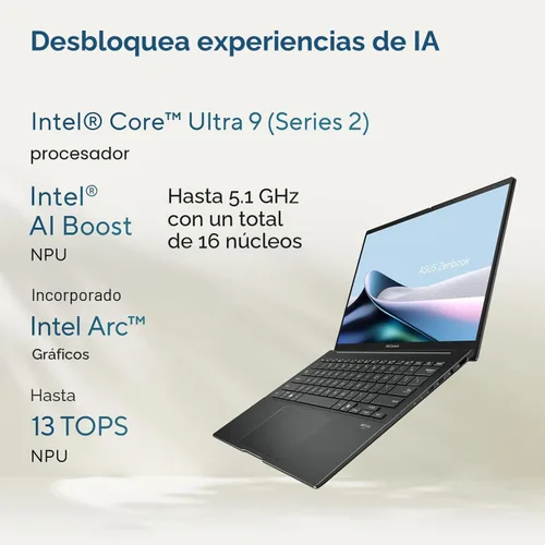 Miniatura 4 de ASUS Zenbook 14 AI PC portátil con pantalla táctil, Intel Ultra 9 285H, 32GB DDR5, 1TB SSD, 14" FHD+ OLED, 16-Core (> i9-13900H), retroiluminación