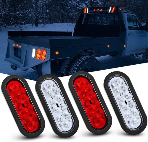 Miniatura 19 de Nilight Luz Trasera Ovalada para Remolque de 6 Pulgadas, 6 Piezas, Roja y Blanca, 10 LED con Arandelas y Conectores de Montaje Empotrado, IP67