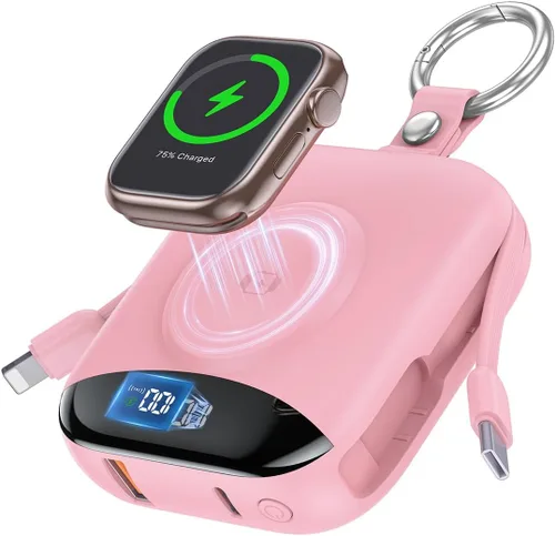 Miniatura 13 de Cargador portátil, 10,000 mAh, 22,5 W, banco de energía de carga rápida con cables integrados, paquete de baterías esenciales de viaje con pantalla