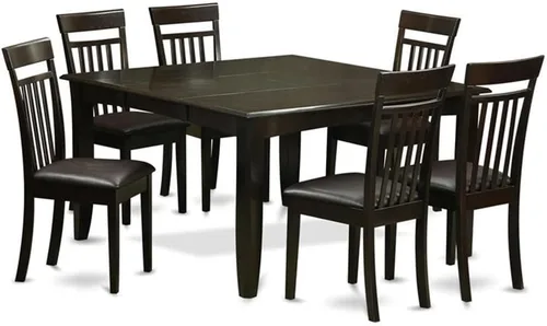 Miniatura 16 de East West Furniture PFCA7-CAP-W - Juego de mesa de comedor moderno de 7 piezas que consta de una mesa cuadrada de madera con hoja de mariposa y 6