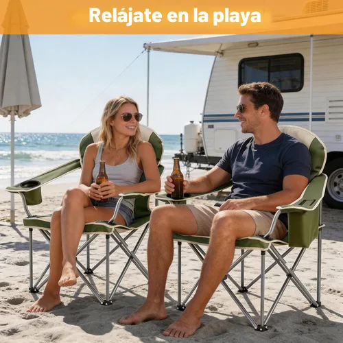Miniatura 2 de NEWBULIG Silla de campamento plegable de gran tamaño para adultos, soporte resistente de 500 libras, sillas plegables portátiles para exteriores