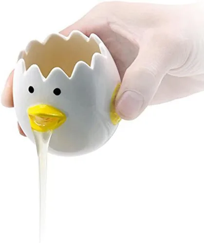 LuoCoCo Separador de Huevos Lindo, Separador de Clara y Yema de Huevo de Pollo que Vomita de Cerámica, Filtro Divisor de Huevos Pequeño Práctico