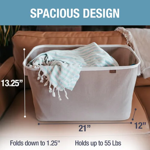 Miniatura 3 de CleverMade LUXE Mocha - Cesta plegable para la ropa sucia, paquete de 2 unidades, 60 litros, organizador de almacenamiento que ahorra espacio