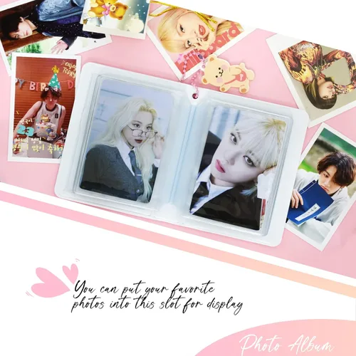 Miniatura 2 de Carpeta para tarjetas fotográficas de 3 pulgadas, mini álbum de fotos con colgante para coleccionar fotos Kpop, 40 bolsillos (marrón)