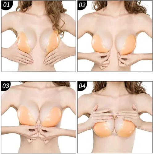 Miniatura 4 de KISWON Push Up Sticky Adhesive Bra Pasties Nipple Covers Invisible Backless Strapless Bra for Women
