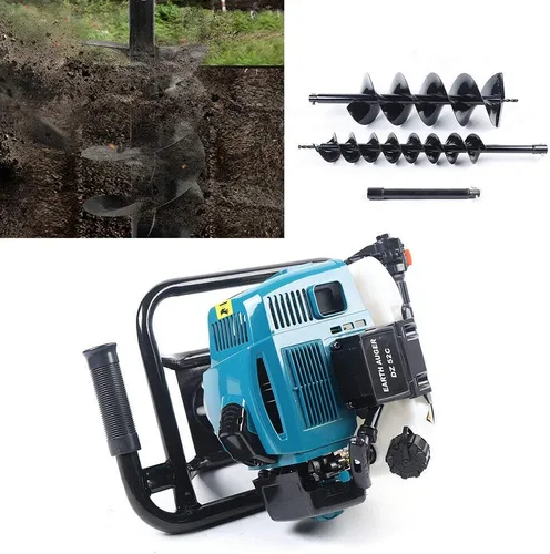 Miniatura 8 de Taladro de tierra de 52 cc de 2 tiempos para perforaciones de poste a gas + brocas de 4 pulgadas, 8 pulgadas y barra de extensión, excavadora