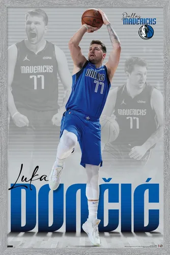 Miniatura 16 de Trends International NBA Dallas Mavericks - Póster de pared de Luka Doncic 22, 22.375 x 34 pulgadas, versión enmarcada en negro Versión con marco