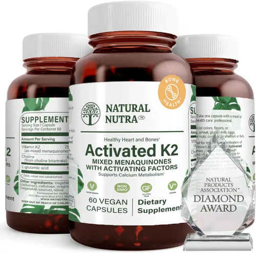 Natural Nutra Suplemento de vitamina K2 de espectro completo, apoya la salud cardiovascular, ayuda a promover la salud ósea, apoya el metabolismo