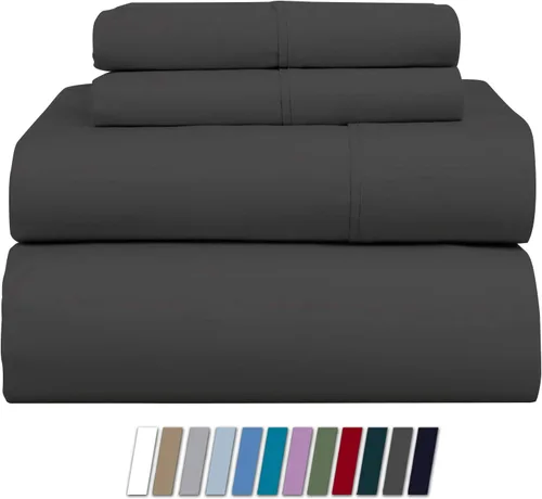 Sábanas de tamaño King con parte superior dividida flexible para cama ajustable de 800 TC-100 % algodón, tamaño King, color gris oscuro, divididas