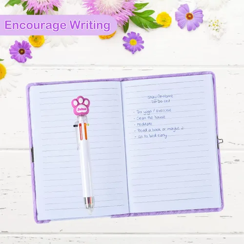 Miniatura 3 de PJDRLLC Diario para niñas con cerradura y llaves, cuaderno de viaje para escribir, lindo diario secreto con bolígrafo multicolor, calcomanías