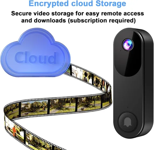 Miniatura 8 de Timbre de video inalámbrico con timbre, audio bidireccional, visión nocturna, timbres de video alimentados por batería, almacenamiento en la nube