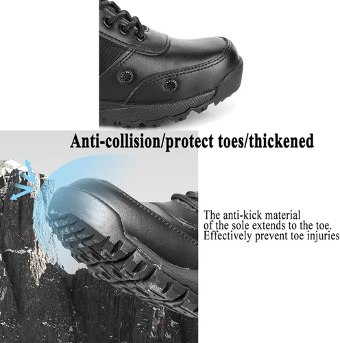 Miniatura 4 de Botas militares tácticas para hombre, zapatos negros para hombre, desierto, combate, ejército, senderismo, al aire libre, cremallera lateral
