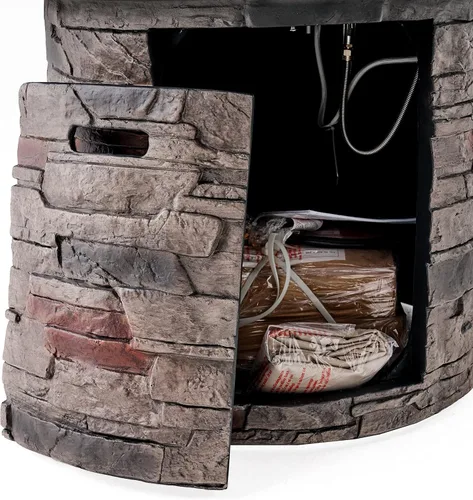 Miniatura 6 de Christopher Knight Home Hoonah - Fogata circular MGO con parte superior gris, 40,000 BTU, 32 pulgadas, piedra natural/parte superior gris