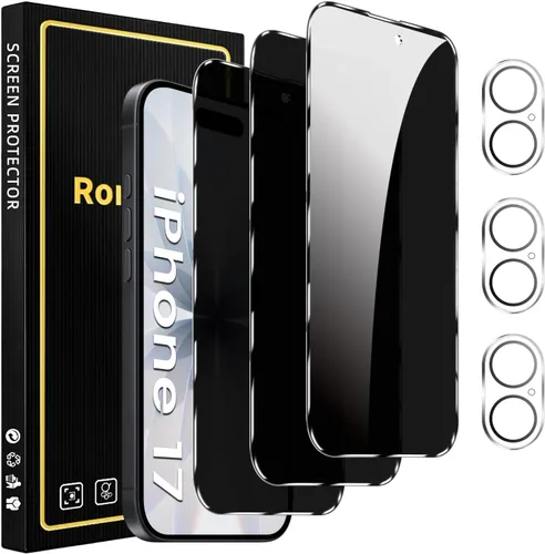 Miniatura 30 de Romkasi Paquete de 3 protectores de pantalla de privacidad para iPhone 11 de 6.1 pulgadas con 3 protectores de lente de cámara, película de vidrio