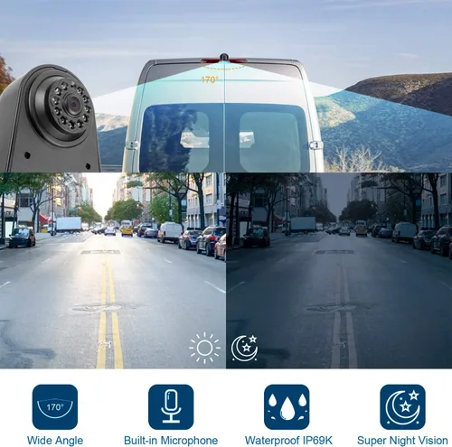 Miniatura 6 de DALLUX Sprinter - Cámara de visión trasera para Benz Sprinter/VW Crafter Van,3er gran angular impermeable micrófono de visión nocturna incorporada