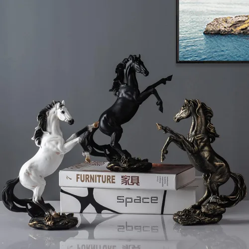 Miniatura 3 de Adornos modernos, estatua en forma de caballo, escultura/artesanía de resina artesanal, accesorios de decoración del hogar, estudio de oficina
