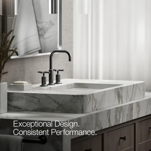 Miniatura 4 de Kohler K-14410-4-BGD Purist - Grifo para lavabo de baño con manijas de palanca baja y boquilla baja, K-14406-3-BL