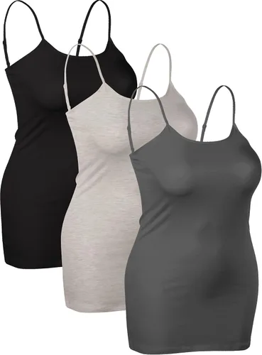 Miniatura 334 de Emmalise Camisola larga casual básica para mujer, con tirantes ajustables, top en capas