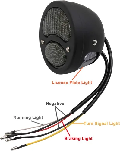 Miniatura 7 de FATECIM 2 luces traseras LED vintage Duolamp de 12 V, indicador de parada trasera con señales de giro y lámpara de matrícula, lente ahumada, Negro