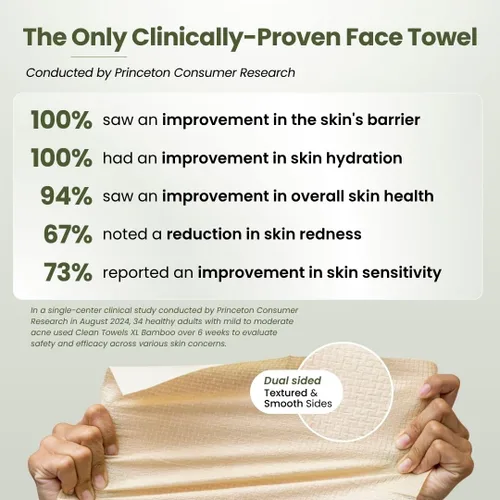 Miniatura 3 de Clean Skin Club Bamboo Viscose Clean Towels XL 100% USDA Toalla facial a base de biológicas USDA, toalla facial desechable, toallitas secas