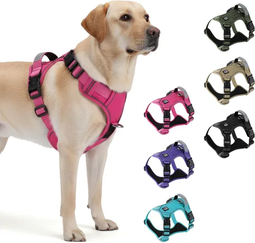 Miniatura 7 de Arnés táctico resistente para perros pequeños, arnés para perro sin tirones con asa y clip frontal, acolchado suave reflectante, panel de , chaleco