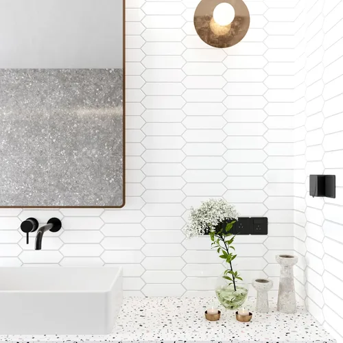 Miniatura 5 de VaryStyle Azulejo hexagonal de 12 x 12 pulgadas de largo, color blanco, para cocina, baño y más, 6 azulejos