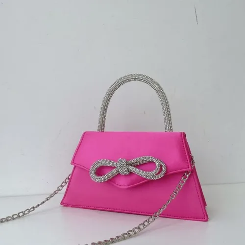 Miniatura 4 de AFB Bolsos de mano de noche con diamantes de imitación para mujer, con lazo de satén, bolso cruzado para fiesta, boda, baile de graduación