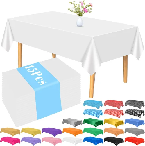 Miniatura 26 de PLULON 6 Pzas Manteles de Colores Arcoíris de Plástico Desechables Cubierta de Mesa para Mesas Rectangulares 54 x 108 Pulgadas Mantel Impermeable