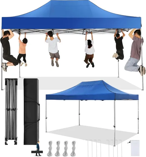 Miniatura 55 de COBIZI Toldo desplegable de 6.6 x 6.6 pies sin pared lateral, toldo resistente UPF 50+ para todas las estaciones, resistente al viento e Azul