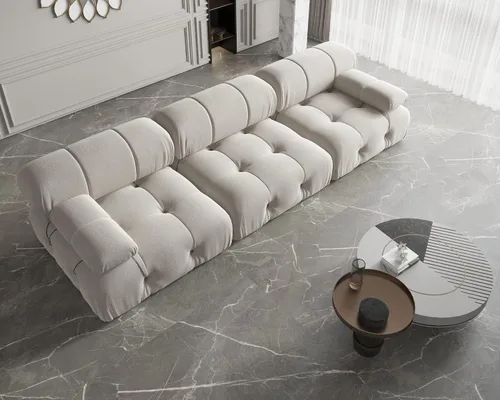 Miniatura 6 de JACH Sofá modular convertible de 104 pulgadas, sofás minimalistas de terciopelo de mediados de siglo, sofá ancho de 3 asientos moderno de lujo