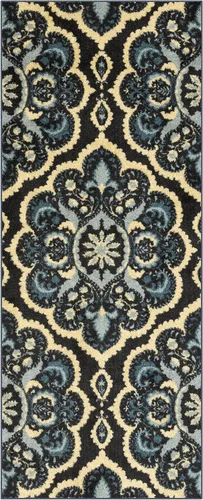Miniatura 48 de Maples Rugs - Alfombra antideslizante Vivian, para pasillo o entrada, patrón de medallones [fabricada en Estados Unidos], 2 x 6 pies, color gris