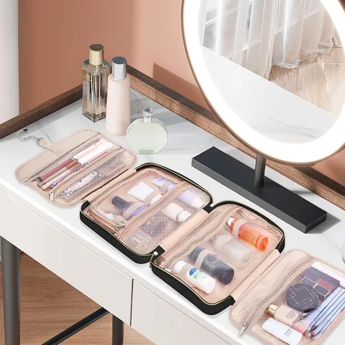 Miniatura 7 de Bolsa de aseo Wedama para mujer, bolsa de viaje grande para cosméticos, bolsa de aseo colgante para baño, bolsa de maquillaje impermeable de PVC Rosa
