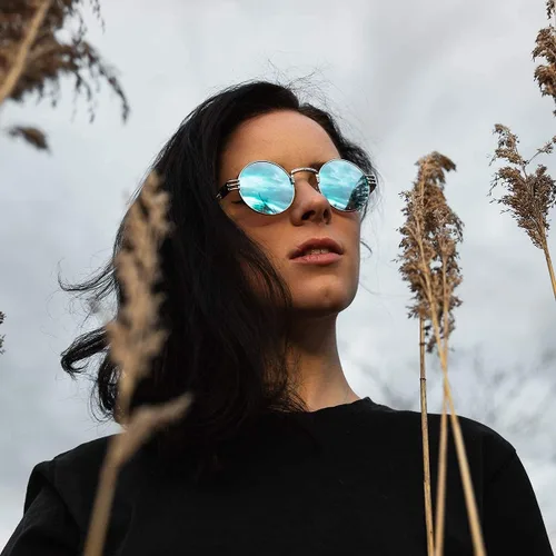 Miniatura 3 de AIEYEZO Gafas de sol redondas steampunk Circle Lennon Hippie, marco de metal, lente de bloqueo UV 100%